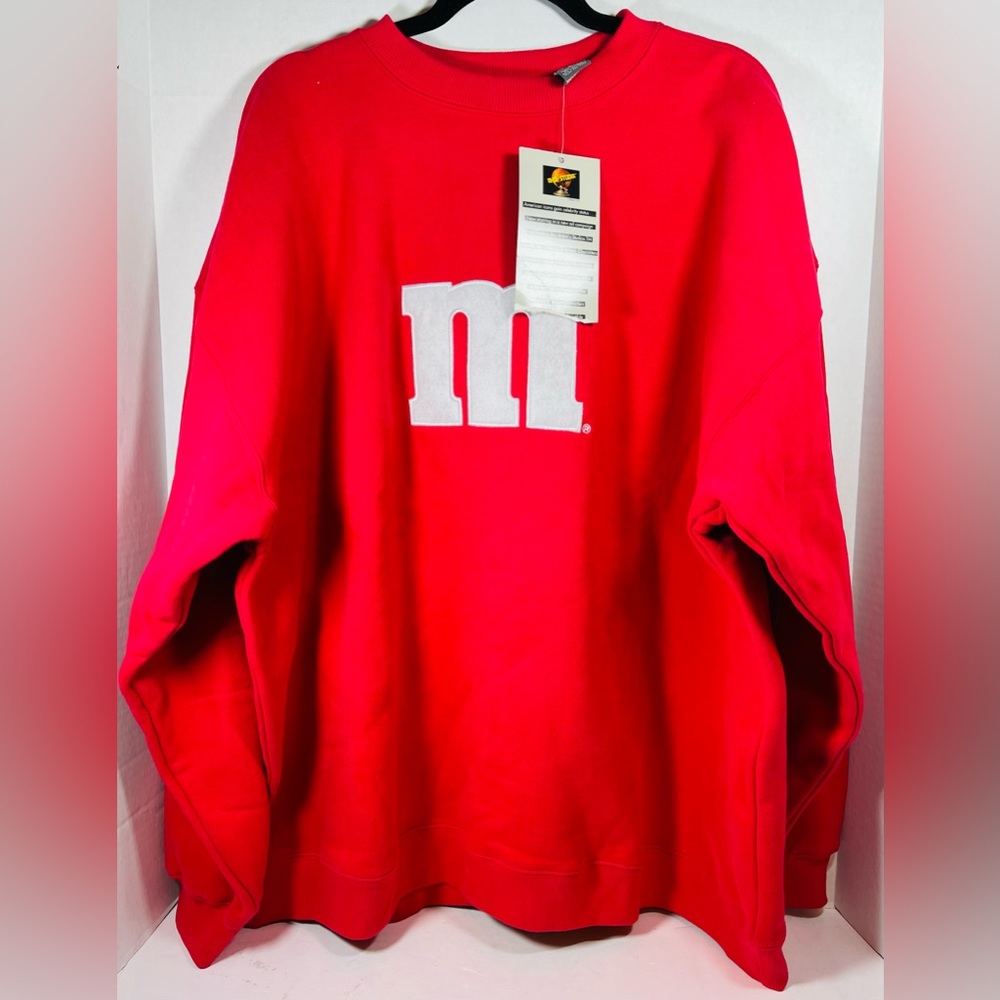 New W/ Tags M&M Studios Red Vintage Crew Neck Sweatshirt Pullover XL